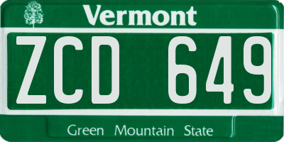 VT license plate ZCD649