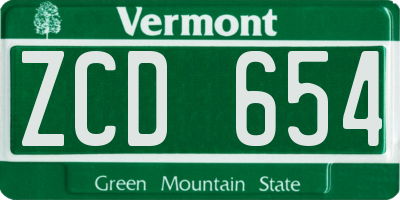 VT license plate ZCD654