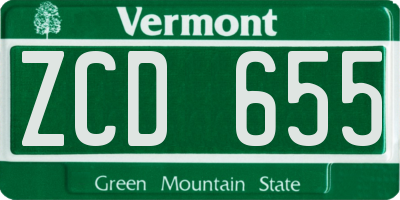 VT license plate ZCD655