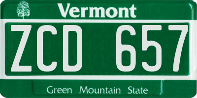VT license plate ZCD657