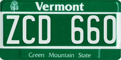 VT license plate ZCD660