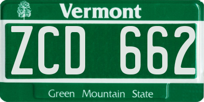 VT license plate ZCD662