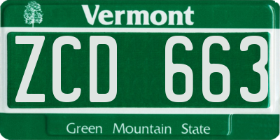 VT license plate ZCD663