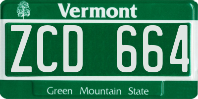 VT license plate ZCD664