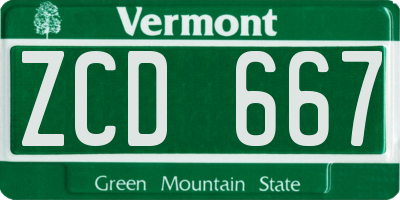 VT license plate ZCD667