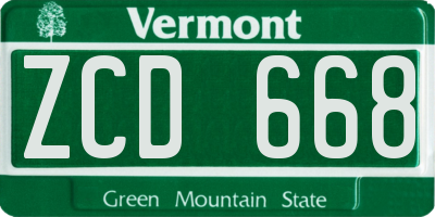 VT license plate ZCD668