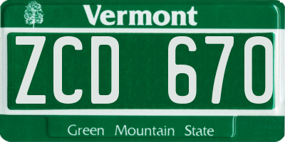 VT license plate ZCD670