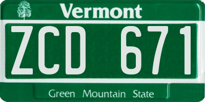 VT license plate ZCD671
