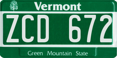 VT license plate ZCD672