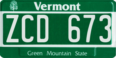 VT license plate ZCD673