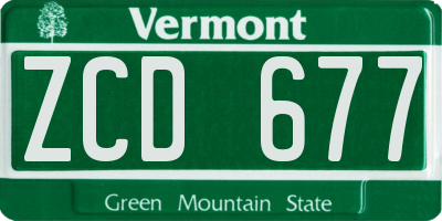 VT license plate ZCD677