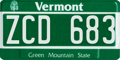 VT license plate ZCD683