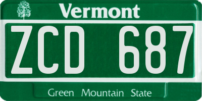 VT license plate ZCD687