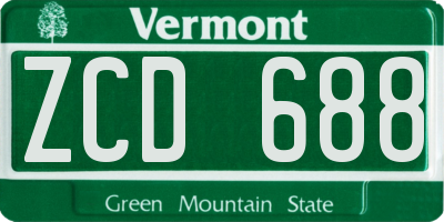 VT license plate ZCD688