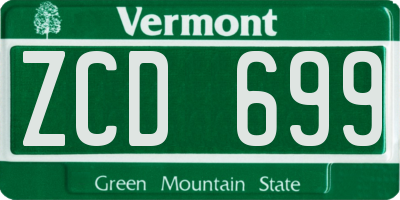 VT license plate ZCD699