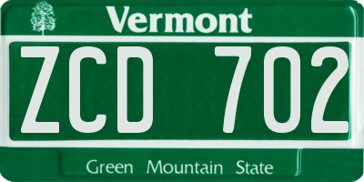 VT license plate ZCD702