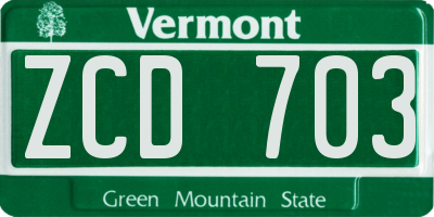 VT license plate ZCD703