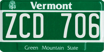VT license plate ZCD706