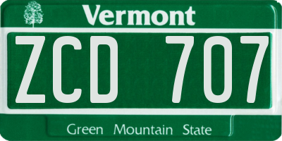 VT license plate ZCD707