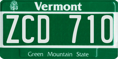 VT license plate ZCD710