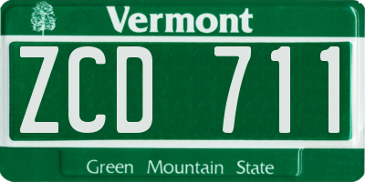 VT license plate ZCD711