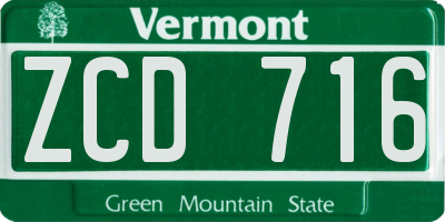 VT license plate ZCD716