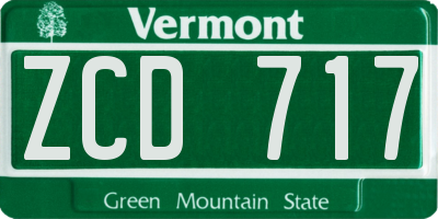 VT license plate ZCD717