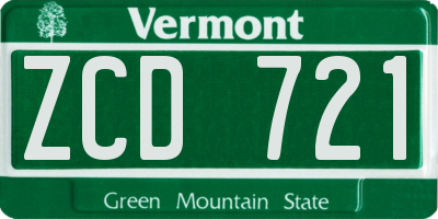 VT license plate ZCD721