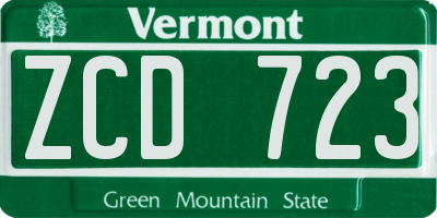 VT license plate ZCD723