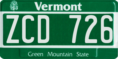 VT license plate ZCD726