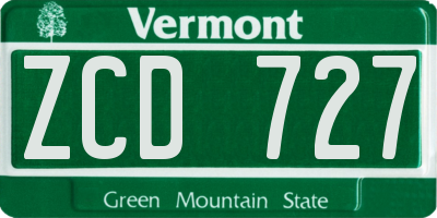 VT license plate ZCD727