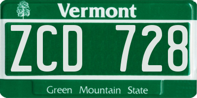 VT license plate ZCD728