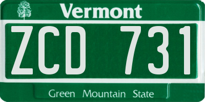 VT license plate ZCD731