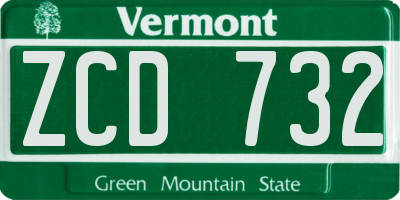 VT license plate ZCD732