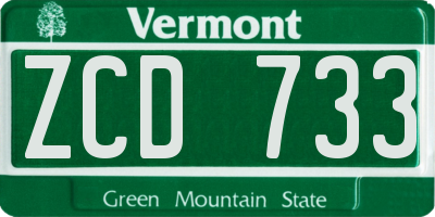 VT license plate ZCD733