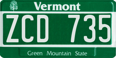 VT license plate ZCD735
