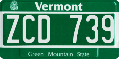 VT license plate ZCD739