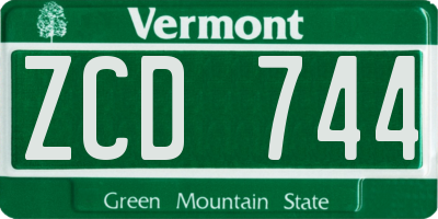 VT license plate ZCD744