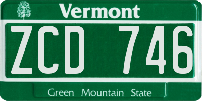 VT license plate ZCD746