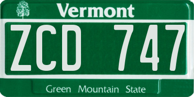 VT license plate ZCD747