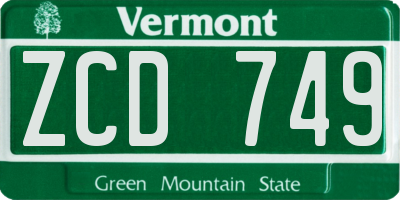 VT license plate ZCD749