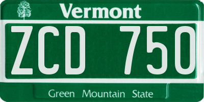 VT license plate ZCD750
