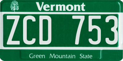VT license plate ZCD753