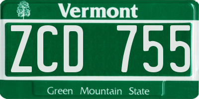 VT license plate ZCD755