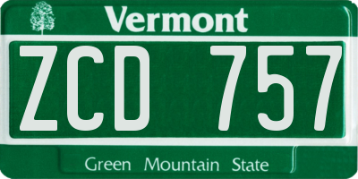 VT license plate ZCD757