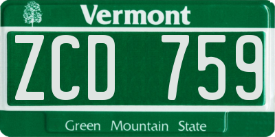 VT license plate ZCD759