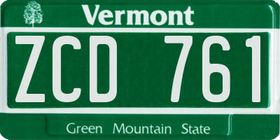 VT license plate ZCD761