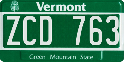 VT license plate ZCD763