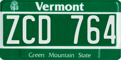 VT license plate ZCD764