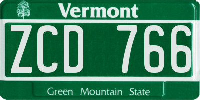 VT license plate ZCD766